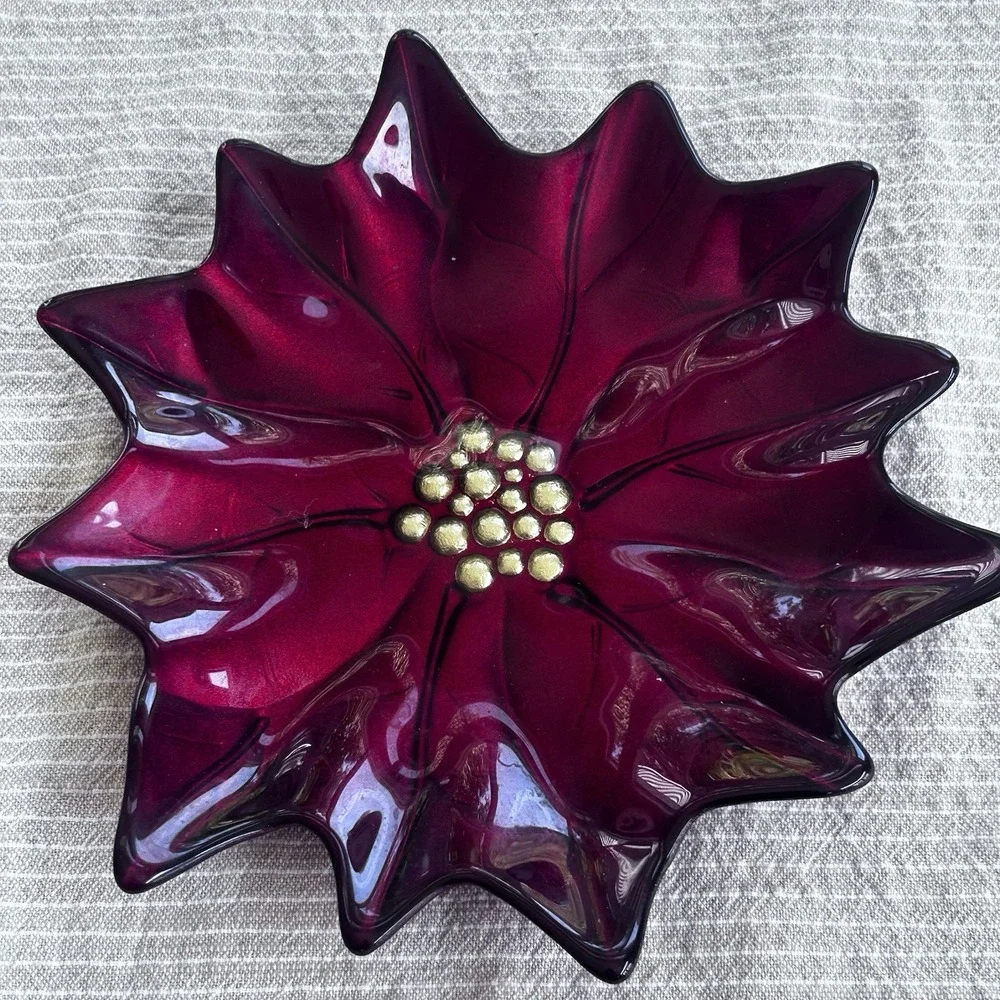 Vintage Pier 1 Red Glass Poinsettia 4 8